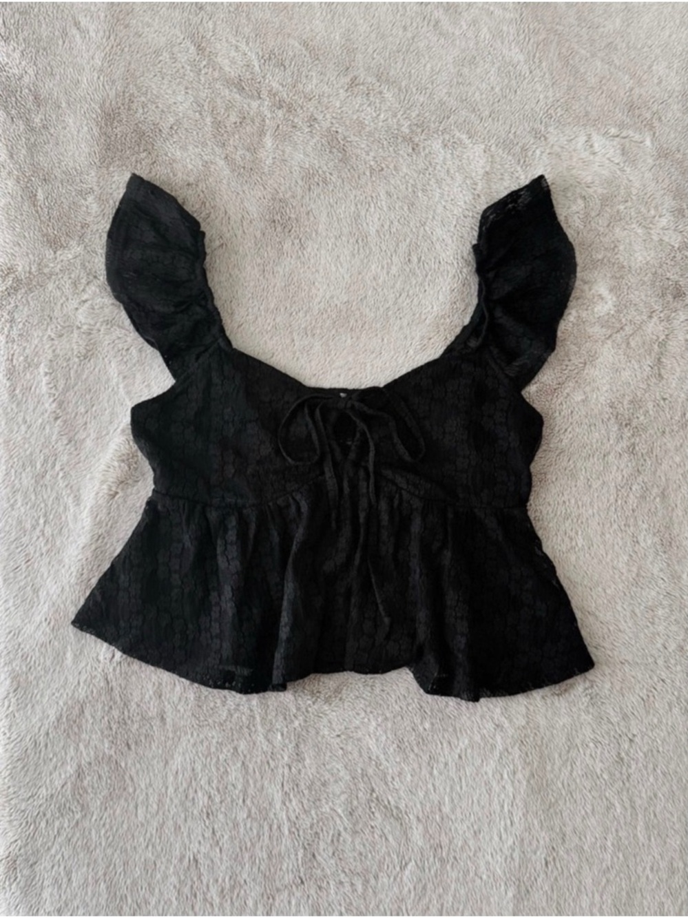PacSun Black Lace Peplum Tie-Front Crop Top